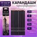 Набор карандашей чернографитных 12 штук (2шт-2В, 2шт-В, 4шт-НВ, 2шт-Н, 2шт-2Н) 10325518 - фото 16940242