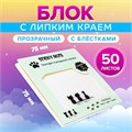 Блок с липким краем 75мм х 75мм 50л пластик прозрачные с блестками Кошки 10613651 - фото 16940489