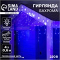 Гирлянда «Бахрома» 4 × 0.6 м, IP44, прозрачная нить, 180 LED, свечение синее, мерцание белым, 220 В 1080157 - фото 16953076