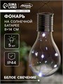 Садовый светильник на солнечной батарее «Лампочка», 8 × 14 × 8 см, 5 LED, свечение белое 2997286 - фото 16955981