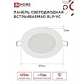 Панель светодиодная IN HOME RLP-VC, 6 Вт, 230 В, 6500 К, 420 Лм, 95x30 мм, круглая, белая 4775394 - фото 16962333