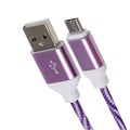 Кабель LuazON, microUSB - USB, 1 А, 1 м, оплётка нейлон, бело-фиолетовый 4283667 - фото 17041220