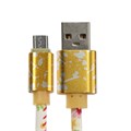 Кабель Luazon, microUSB - USB, 2.4 A, 1 м, оплётка экокожа, МИКС 4310377 - фото 17041656
