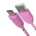 Кабель Luazon, microUSB - USB, 1 А, 1 м, оплётка нейлон, розовый 4488785 - фото 17041777