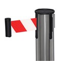 Стойка ограждения серая, с вытяжной лентой-470см красная-белая, высота-90см, d- 6см, напольный d-32см 9612675 - фото 17048742