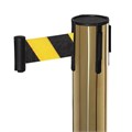 Стойка ограждения золотая, с вытяжной лентой - 470 см, желтый- черный, высота - 90 см, d- 6см, напольный d-32см 9612692 - фото 17048822