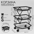 Накопитель складной на колесах, 3 полки, 35,3×27,3×53,3 см, цвет чёрный 10199205 - фото 17049435