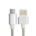 Кабель MicroUSB - USB, 2.1 А, металлическая оплётка, 1 метр, серебристый 9940262 - фото 17050870