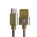 Кабель MicroUSB - USB, 2.1 А, металлическая оплётка, 1 метр, золотистый 9940263 - фото 17050876