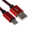 Кабель MicroUSB - USB, 2.1 А, оплётка нейлон, 1 метр, красный 9940277 - фото 17050899