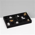 Подставка для украшения 18 ячеек, флок, 21*12,3*2,5 см, цвет чёрный 10450971 - фото 17052222