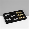Подставка для украшения 3 ячейки и 7 полос для колец, флок, 21*12,3*2,5 см, цвет чёрный 10450972 - фото 17052227
