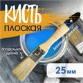 Кисть плоская ТУНДРА, натуральная щетина, деревянная рукоятка, 1", 25 мм 881527 - фото 17089984
