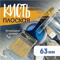 Кисть плоская ТУНДРА, натуральная щетина, пластиковая рукоятка, 2.5", 63 мм 881518 - фото 17089998