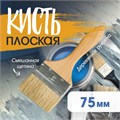 Кисть плоская ТУНДРА, смешанная щетина, деревянная рукоятка, 3", 75 мм 1818233 - фото 17097964