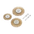 Набор щеток металлических для дрели ТУНДРА, плоские 50-63-75 мм, 3 шт. + 2 шпильки 1722231 - фото 17099837