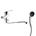 Смеситель для ванны ZEIN Z0151, картридж керамика 35 мм, с душевым набором, хром 5118180 - фото 17122152
