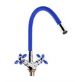 Смеситель для кухни Accoona A4882M-1, двухвентильный, с гибким изливом, синий 6245933 - фото 17124862
