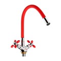 Смеситель для кухни Accoona A4882N-1, двухвентильный, с гибким изливом, красный 6245934 - фото 17124868