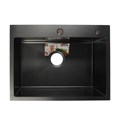 Мойка кухонная AFLORN AF96045F, врезная, S=3,0 и 0,8 мм, 60х45х20 см, сифон, графит 6957249 - фото 17127925
