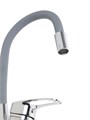 Смеситель для кухни ZEIN Z2115, однорычажный, гибкий излив, картридж 40 мм, серый/хром 5478295 - фото 17129065