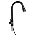 Смеситель для кухни ZEIN Z2571, нержавеющая сталь, с выдвижной лейкой, 2 режима, черный 5598619 - фото 17129227