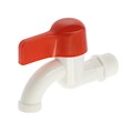 Кран водоразборный ZEIN, с плоской красной ручкой, PP, кран-букса, белый 5541253 - фото 17129932