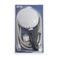 Набор для душа ZEIN Z0405, шланг 150 см, держатель, лейка 5 режимов, черн.ручка, хром 6931448 - фото 17131362