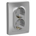 Розетка двойная SE Blanca, 16 А, 250В, встраиваемая, с з/к, шторки, IP20, алюм., BLNRS001123 7612702 - фото 17133603