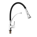 Смеситель для кухни ZEIN, гибкий излив, картридж керамика 40 мм, латунь, хром/черный 7444056 - фото 17135963