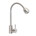 Смеситель для кухни ZEIN Z2390, гибкий излив, картридж керамика 40 мм, нерж. сталь, сатин 7446866 - фото 17136768