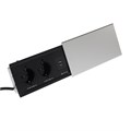 Блок розеточный в стол, сдвижная крышка, 10А, 2 розетки, 2xUSB, 2A, провод 1.8 м, серебр. 7451034 - фото 17137400