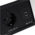 Блок розеточный в стол, сдвижная крышка, 10А, 2 розетки, 2xUSB, 2A, провод 1.8 м, серебр. 7451034 - фото 17137404