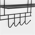 Полка для ванной прямая, 4 крючка, 33×12,5×21см, цвет чёрный 9411041 - фото 17144668