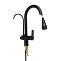 Смеситель для кухни ZEIN Z7212, кран для питьевой воды, с выдвижным изливом, латунь, черный 9240263 - фото 17147843