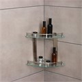 Полка для ванной комнаты 2х-ярусная угловая Штольц Stölz, 24×24×28 см, нержавеющая сталь, стекло 9562972 - фото 17148891