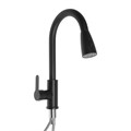 Смеситель для кухни ZEIN Z2941, выдвижная лейка 2 режима, картридж 35мм, нерж. сталь, черный 9441877 - фото 17154686
