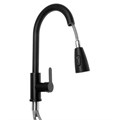 Смеситель для кухни ZEIN Z2941, выдвижная лейка 2 режима, картридж 35мм, нерж. сталь, черный 9441877 - фото 17154688