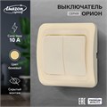 Выключатель Luazon Lighting "Орион", 10 А, 2 клавиши, скрытый, бежевый 9919817 - фото 17165879