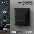 Выключатель Luazon Lighting "Антей", 10 А, 1 клавиша, с подсветкой, скрытый черный 9925740 - фото 17165984