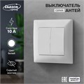 Выключатель Luazon Lighting "Антей", 10 А, 2 клавиши, скрытый, белый 9925745 - фото 17165988