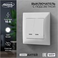 Выключатель Luazon Lighting "Антей", 10 А, 2 клавиши, скрытый, с подсветкой, белый 9925749 - фото 17166002