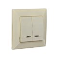 Выключатель Luazon Lighting "Антей", 10 А, 2 клавиши, скрытый, с подсветкой, бежевый 9925750 - фото 17166008