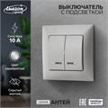 Выключатель Luazon Lighting "Антей", 10 А, 2 клавиши, скрытый, с подсветкой, серебристый 9925751 - фото 17166012