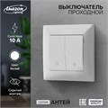 Выключатель проходной Luazon Lighting "Антей", 10 А, 2 клавиши, скрытый, белый 9925753 - фото 17166016