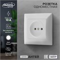 Розетка одноместная Luazon Lighting "Антей", 10 А, скрытая, без з/к, белая 9925765 - фото 17166030