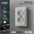 Розетка двухместная Luazon Lighting "Антей", 16 А, скрытая, с з/к, серебристая 9925779 - фото 17166076