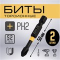 Биты ТУНДРА ПРОФИ, Torsion, сталь S2, PH2 х 50 мм, пвх-чехол, 2 шт. 9935337 - фото 17167956