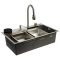 Кухонная мойка ZEIN M01, S=3.0 и 0.7 мм, смеситель, корзины, разделочная доска, сифон, сатин 9932019 - фото 17173567