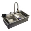 Кухонная мойка ZEIN M01, S=3.0 и 0.7 мм, смеситель, корзины, разделочная доска, сифон, сатин 9932019 - фото 17173569